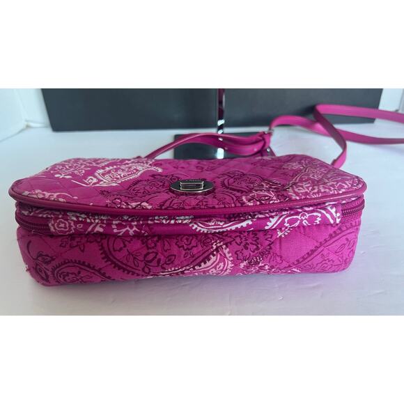 NWOT Vera Bradley Pink Stamped Paisley Organizer Turnlock Crossbody Bag Purse - Picture 12 of 13